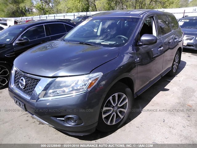 5N1AR2MM4EC609712 - 2014 NISSAN PATHFINDER S/SV/SL/PLATINUM GRAY photo 2