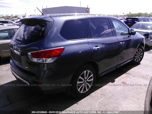5N1AR2MM4EC609712 - 2014 NISSAN PATHFINDER S/SV/SL/PLATINUM GRAY photo 4