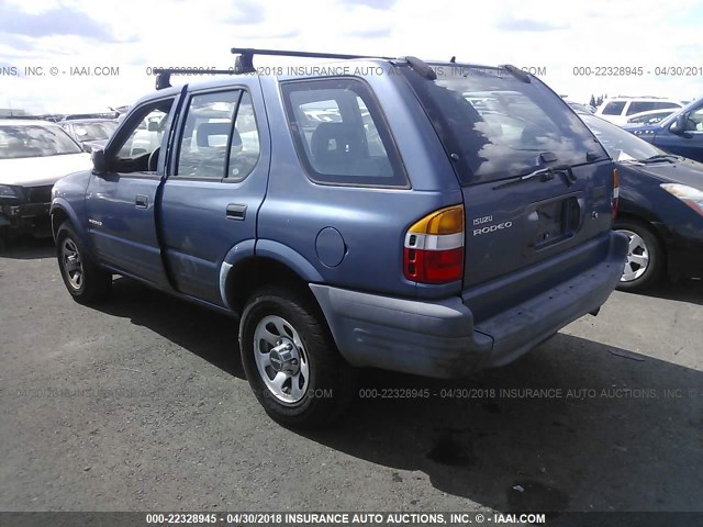 4S2CK58D1W4359276 - 1998 ISUZU RODEO S BLUE photo 3