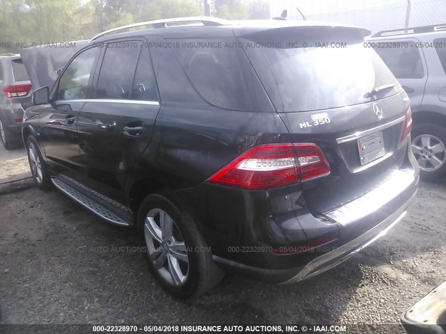 4JGDA5HB2CA028605 - 2012 MERCEDES-BENZ ML 350 4MATIC BLACK photo 3