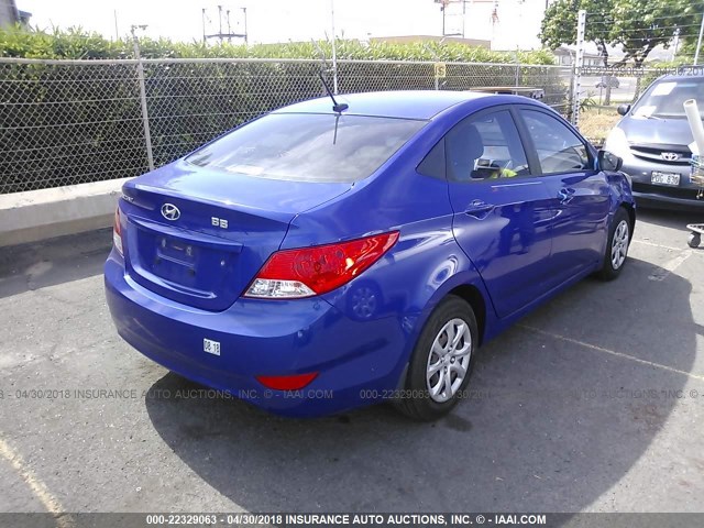 KMHCT4AE0DU459089 - 2013 HYUNDAI ACCENT GLS/GS BLUE photo 4