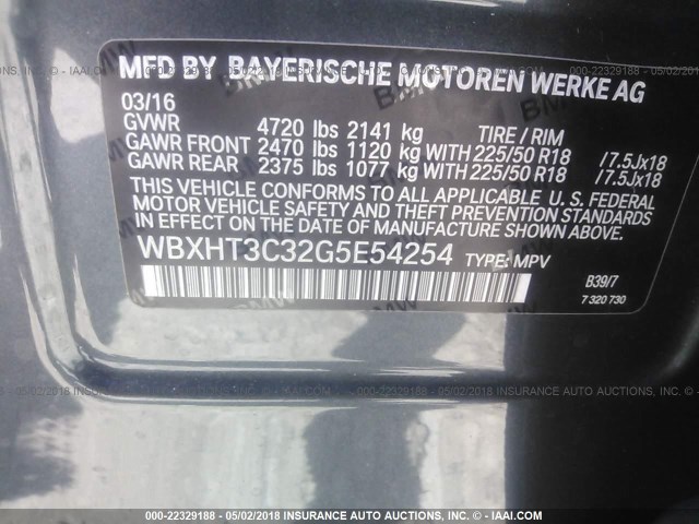 WBXHT3C32G5E54254 - 2016 BMW X1 XDRIVE28I GRAY photo 9