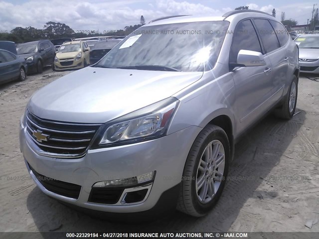 1GNKRGKD3EJ295112 - 2014 CHEVROLET TRAVERSE LT SILVER photo 2