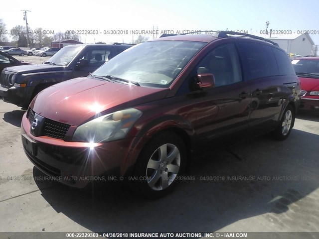 5N1BV28U24N350523 - 2004 NISSAN QUEST S/SE/SL RED photo 2