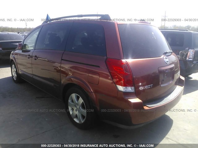 5N1BV28U24N350523 - 2004 NISSAN QUEST S/SE/SL RED photo 3