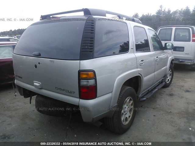 1GNEK13T35R245459 - 2005 CHEVROLET TAHOE K1500 GRAY photo 4