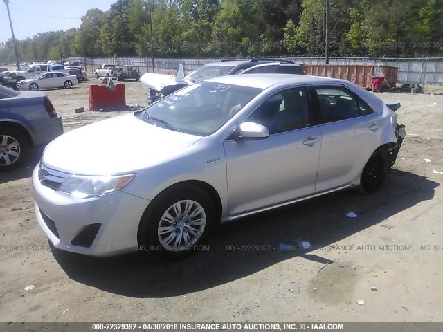 4T1BD1FK0CU011505 - 2012 TOYOTA CAMRY HYBRID/LE/XLE SILVER photo 2