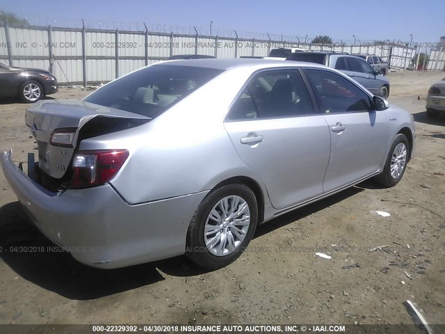 4T1BD1FK0CU011505 - 2012 TOYOTA CAMRY HYBRID/LE/XLE 银色 照片 4