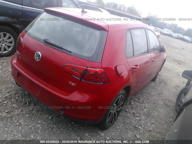 3VW217AU2HM058794 - 2017 VOLKSWAGEN GOLF S/WOLFSBURG/SE/SEL RED photo 4