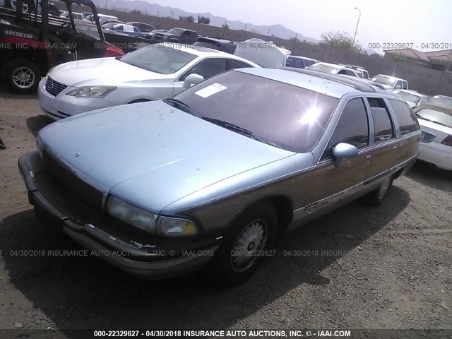 1G4BR8375NW405714 - 1992 BUICK ROADMASTER ESTATE BLUE photo 2