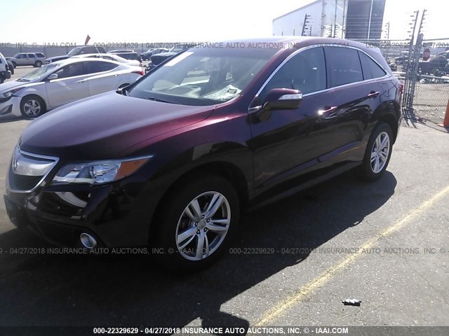 5J8TB3H58FL007599 - 2015 ACURA RDX TECHNOLOGY MAROON photo 2