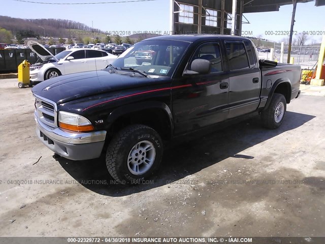 1B7GG2ANXYS666105 - 2000 DODGE DAKOTA QUAD BLACK photo 2