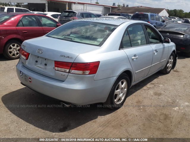 5NPEU46F06H086418 - 2006 HYUNDAI SONATA GLS/LX Light Blue photo 4