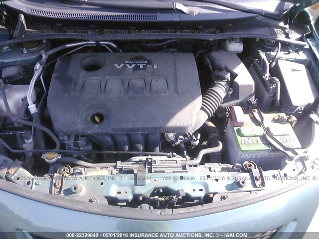 JTDBL40E799069196 - 2009 TOYOTA COROLLA LE/XLE GREEN photo 10