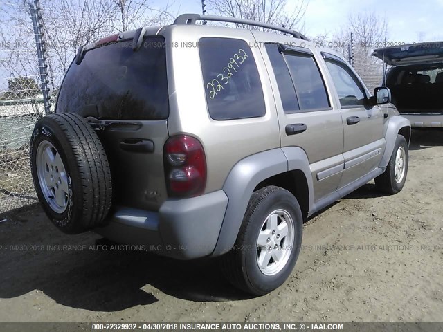 1J4GL48K05W615701 - 2005 JEEP LIBERTY SPORT TAN photo 4