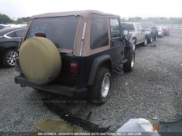 1J4FA49S51P362122 - 2001 JEEP WRANGLER / TJ SPORT BLUE photo 4