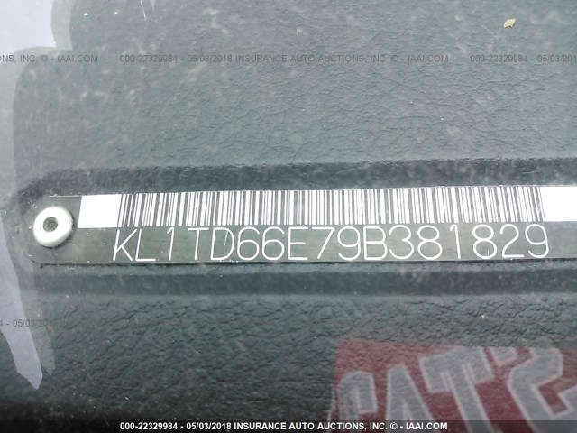 KL1TD66E79B381829 - 2009 CHEVROLET AVEO LS/LT 红色 照片 9