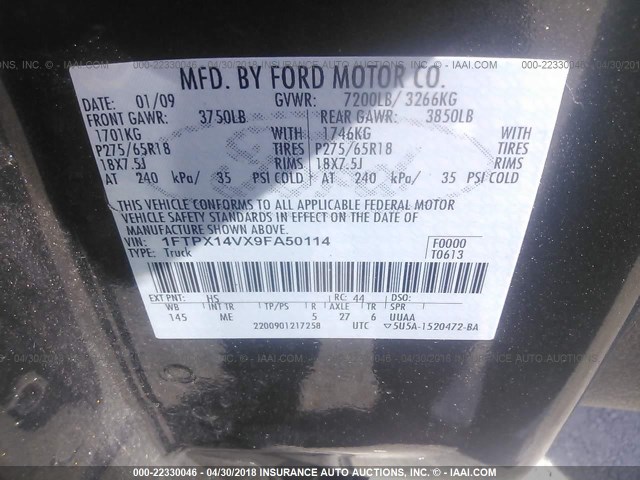 1FTPX14VX9FA50114 - 2009 FORD F150 SUPER CAB BROWN photo 9