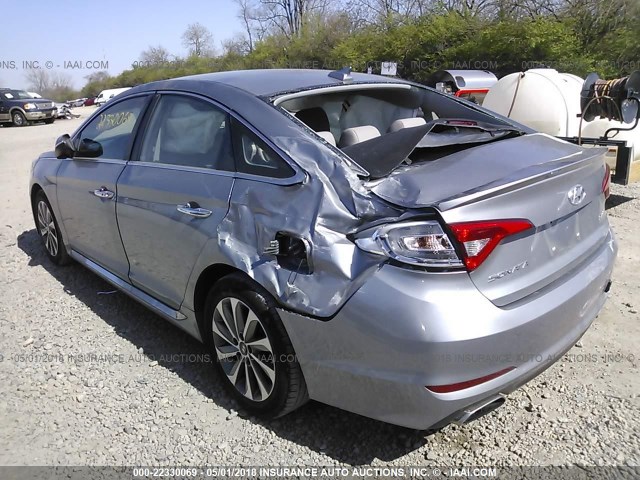 5NPE34AF2FH250407 - 2015 HYUNDAI SONATA SPORT/LIMITED SILVER photo 3