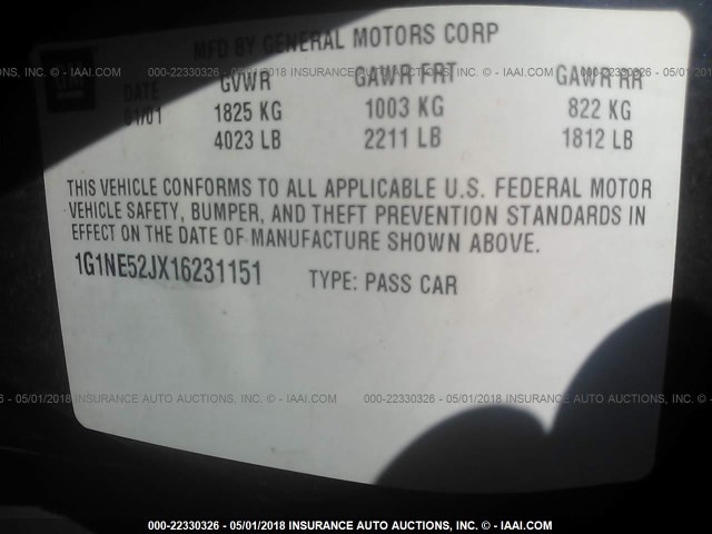 1G1NE52JX16231151 - 2001 CHEVROLET MALIBU LS 蓝色 照片 9