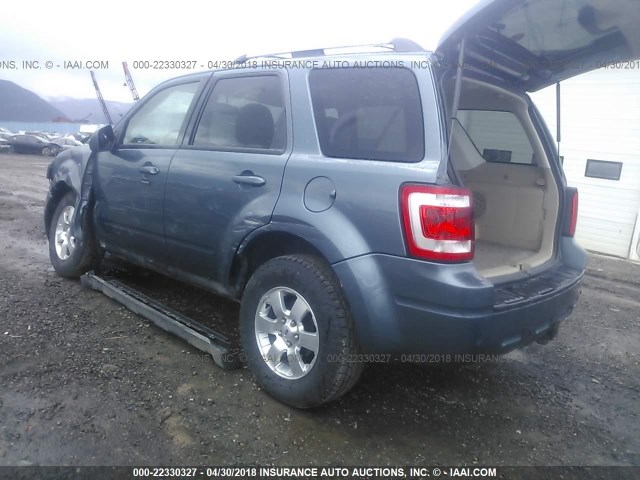 1FMCU9EG4BKC23690 - 2011 FORD ESCAPE LIMITED BLUE photo 3