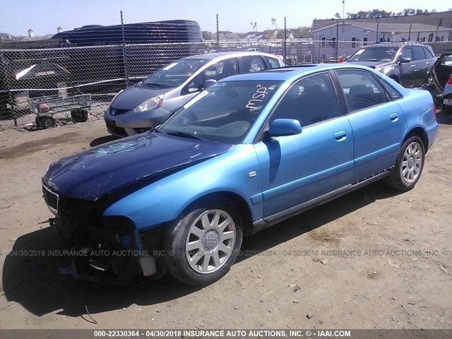 WAUDC68D21A082003 - 2001 AUDI A4 1.8T QUATTRO BLUE photo 2