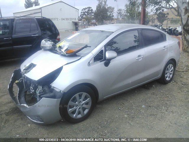 KNADM4A36D6212228 - 2013 KIA RIO LX SILVER photo 2