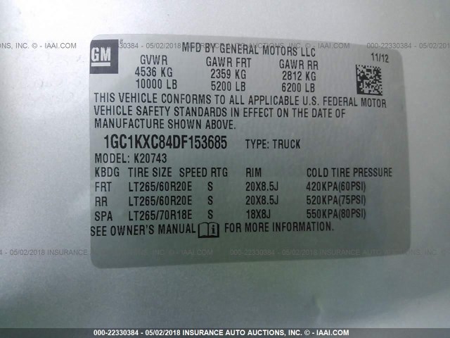 1GC1KXC84DF153685 - 2013 CHEVROLET SILVERADO K2500 HEAVY DUTY LT SILVER photo 9