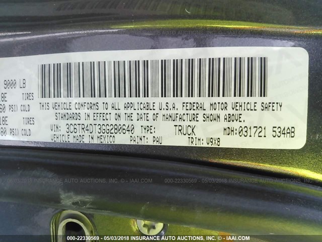 3C6TR4DT3GG280640 - 2016 RAM 2500 SLT 黑色 照片 9
