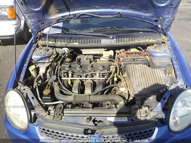 1B3ES56C14D612951 - 2004 DODGE NEON SXT BLUE photo 10