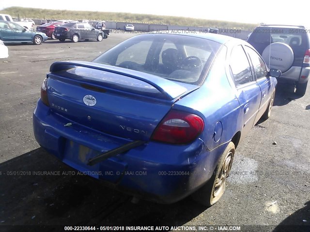 1B3ES56C14D612951 - 2004 DODGE NEON SXT BLUE photo 4