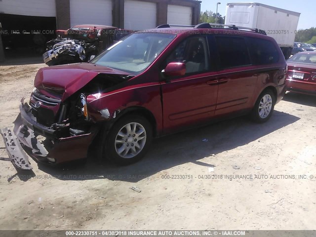 KNDMB233476173878 - 2007 KIA SEDONA EX/LX RED photo 2