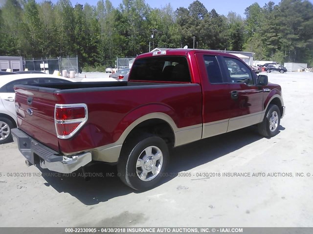 1FTEX1C83AFA86864 - 2010 FORD F150 SUPER CAB RED photo 4