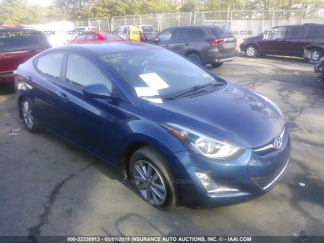 5NPDH4AE8GH720624 - 2016 HYUNDAI ELANTRA SE/SPORT/LIMITED BLUE photo 1