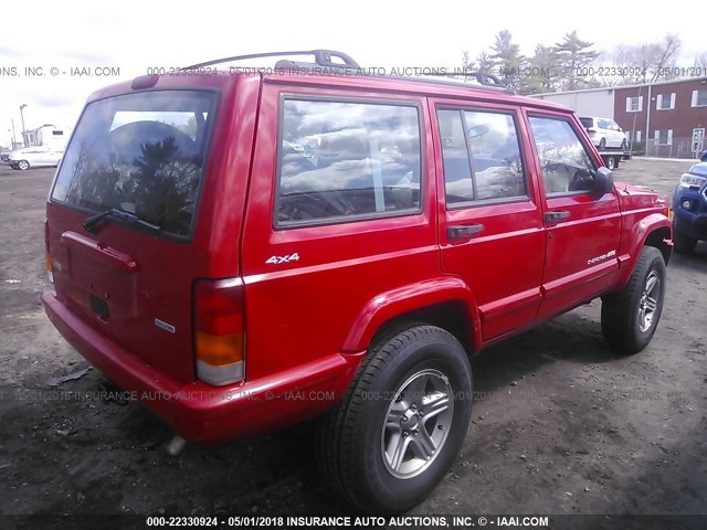 1J4FF58S6YL211462 - 2000 JEEP CHEROKEE CLASSIC RED photo 4