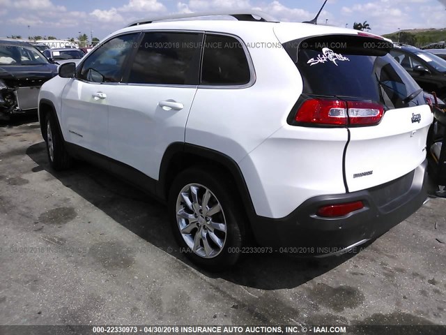 1C4PJLDS0EW205413 - 2014 JEEP CHEROKEE LIMITED WHITE photo 3