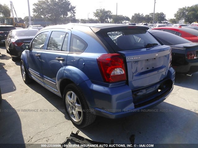 1B3HB48B97D314471 - 2007 DODGE CALIBER SXT BLUE photo 3