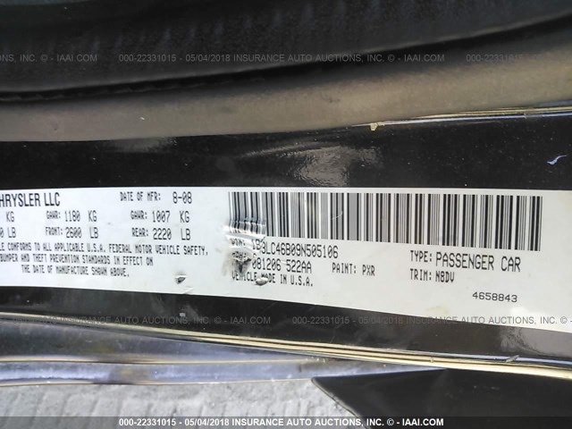 1B3LC46B09N505106 - 2009 DODGE AVENGER SE/SXT BLACK photo 9