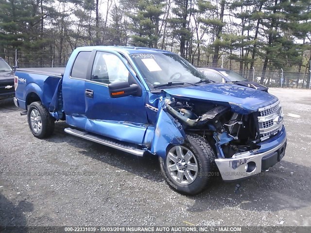 1FTFX1EF6EKG44445 - 2014 FORD F150 SUPER CAB BLUE photo 1