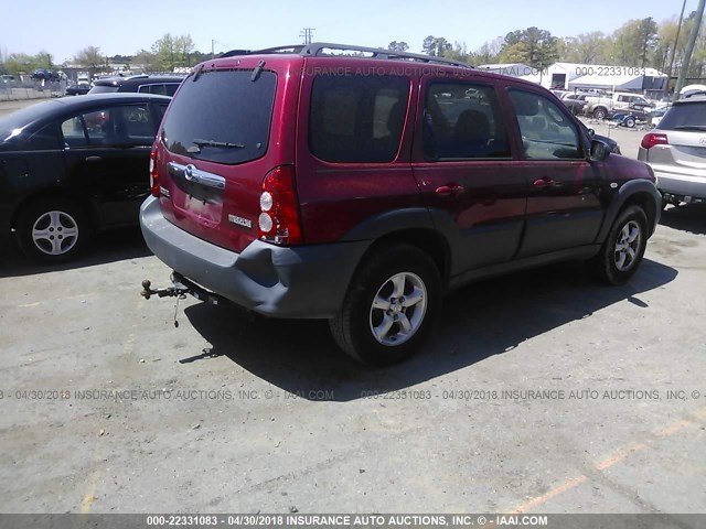 4F2YZ02Z66KM27488 - 2006 MAZDA TRIBUTE I RED photo 4