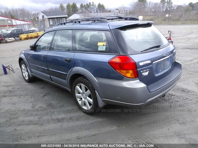 4S4BP61C266322320 - 2006 SUBARU LEGACY OUTBACK 2.5I BLUE photo 3