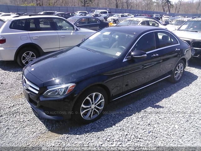 55SWF4KB4FU028195 - 2015 MERCEDES-BENZ C 300 4MATIC BLACK photo 2