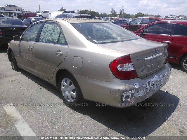 4T1BE32K73U142901 - 2003 TOYOTA CAMRY LE/XLE/SE Бежевый фото 3