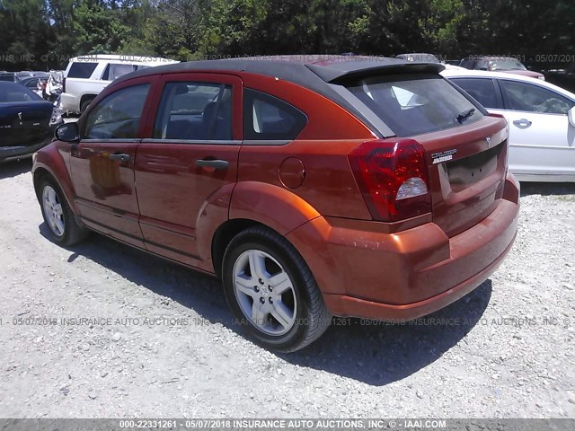 1B3HB48B48D557297 - 2008 DODGE CALIBER SXT ORANGE photo 3