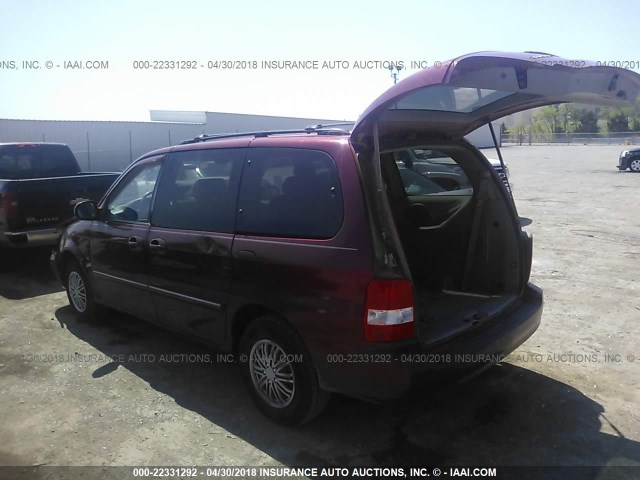 KNDUP131256670287 - 2005 KIA SEDONA EX/LX MAROON photo 3