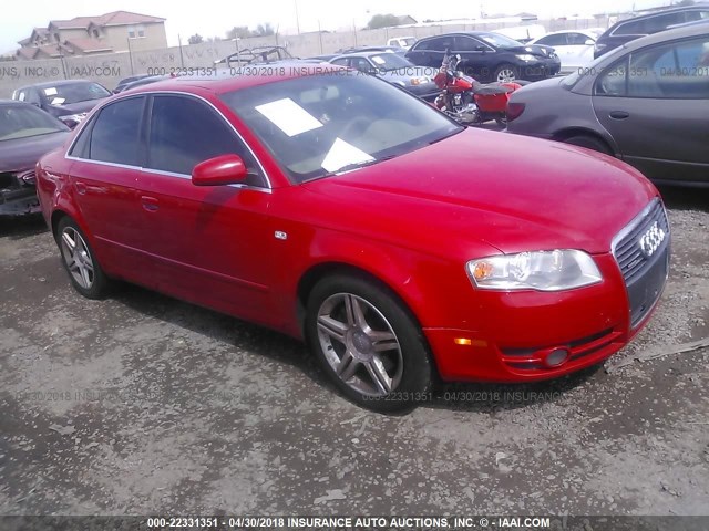 WAUDF78E87A027876 - 2007 AUDI A4 2.0T QUATTRO RED photo 1