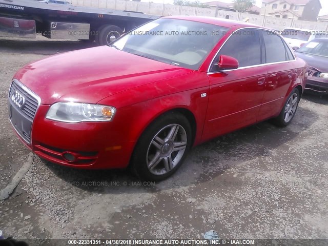 WAUDF78E87A027876 - 2007 AUDI A4 2.0T QUATTRO RED photo 2