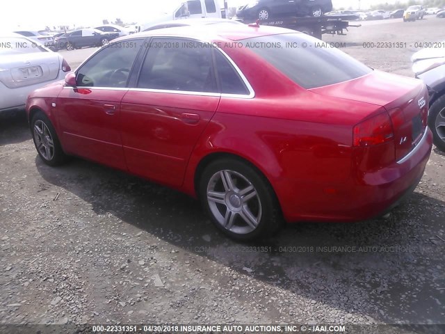 WAUDF78E87A027876 - 2007 AUDI A4 2.0T QUATTRO RED photo 3