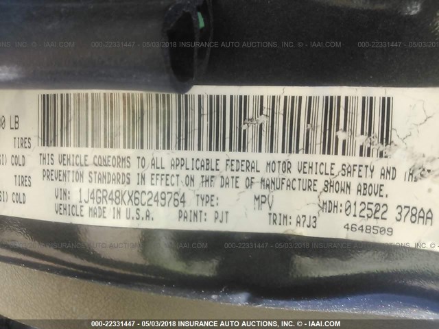 1J4GR48KX6C249764 - 2006 JEEP GRAND CHEROKEE LAREDO/COLUMBIA/FREEDOM 棕色 照片 9