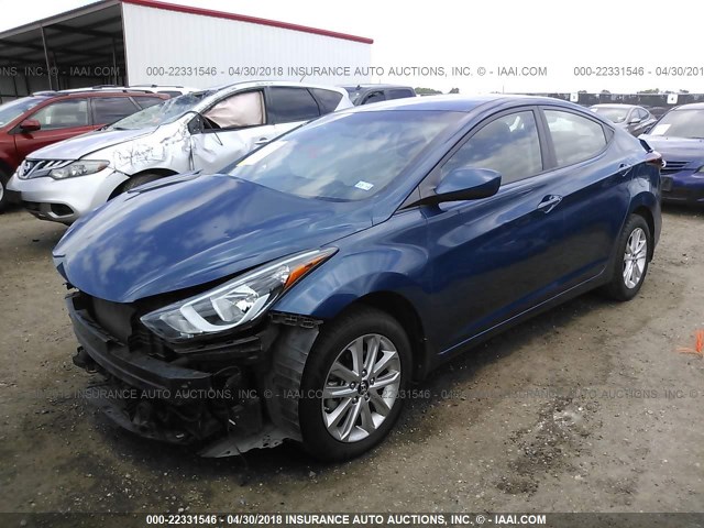 KMHDH4AE3FU388558 - 2015 HYUNDAI ELANTRA SE/SPORT/LIMITED BLUE photo 2